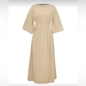 NWOT Beige Pleated Three Quarter Sleeve Maxi Dress - Women XL